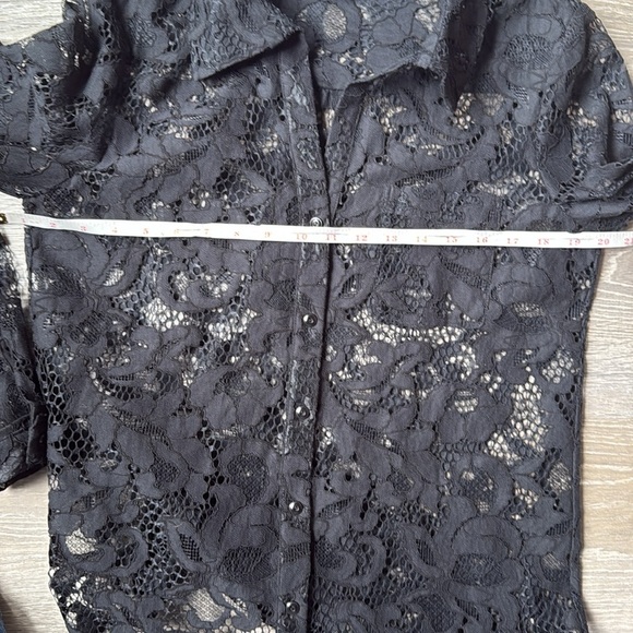 Diane Von Furstenberg Lorelei Two Bloom Black Jacquard Lace Button down 6 - Picture 9 of 10